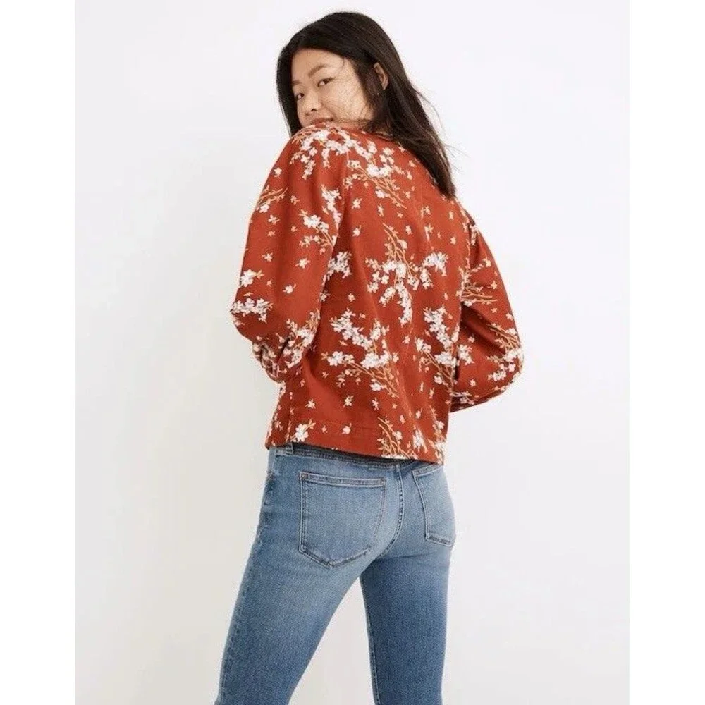Madewell Corduroy Shirred-Sleeve Button-Front Top Farmstand Bouquet Rusty S Fall